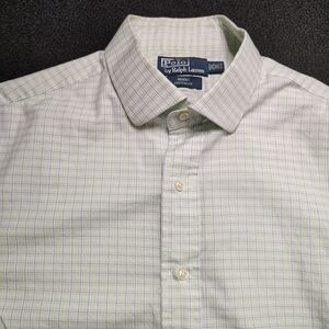 Polo Ralph Lauren Green Purple Plaid Regent Custom Fit Button Up Mens 17.5 34/35